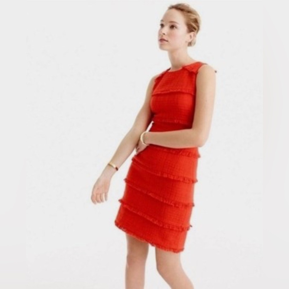J. Crew Red Fringe Mini Dress